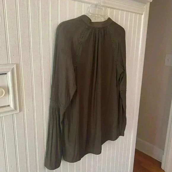 Ramy Brook New York army green long sleeve blouse - Picture 3 of 9